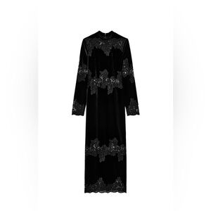 Zara VELVET LACE DRESS BLACK 0/2157/244/